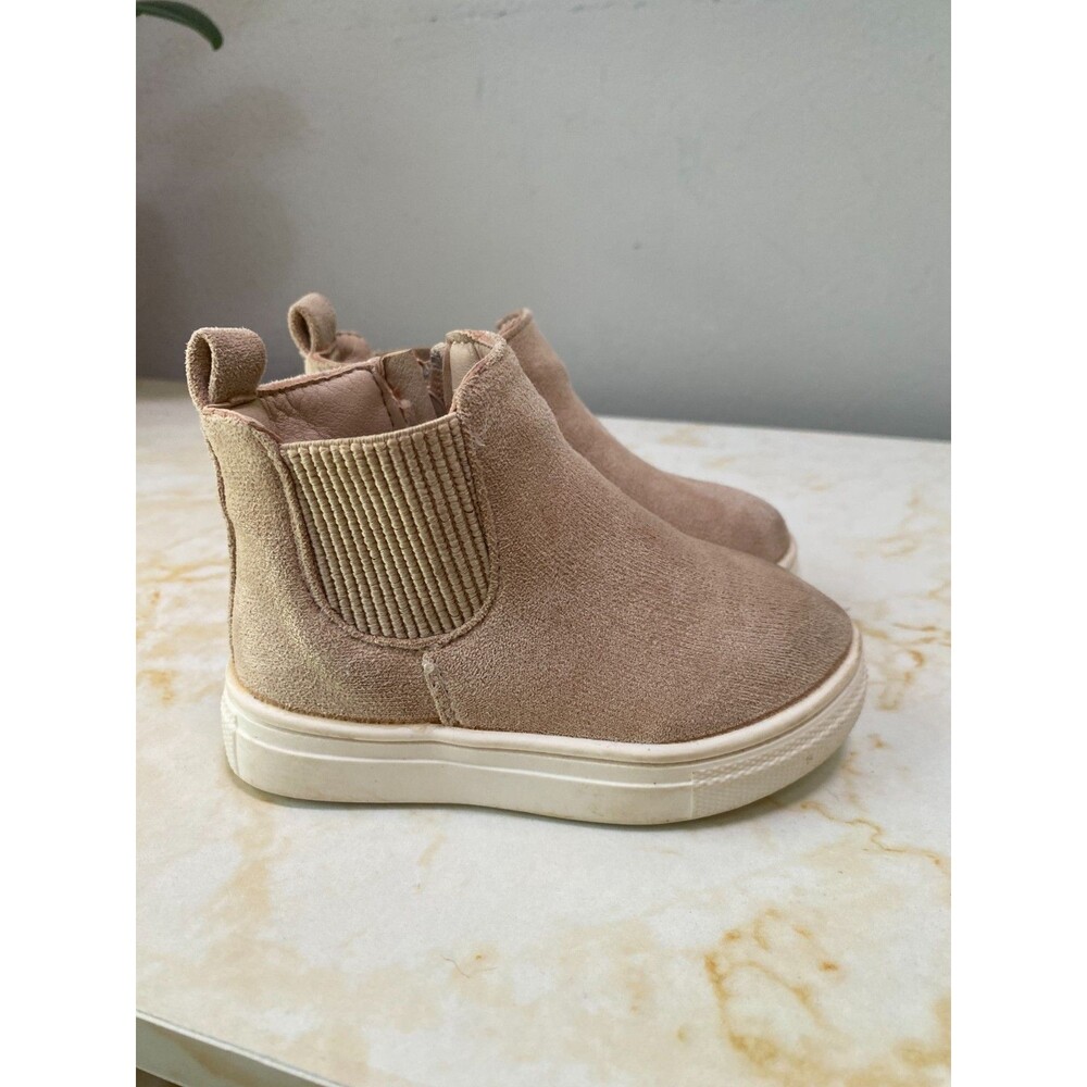 Toddler Baby Boys Chelsea Boots Beige Suede Look First Steps Size 4